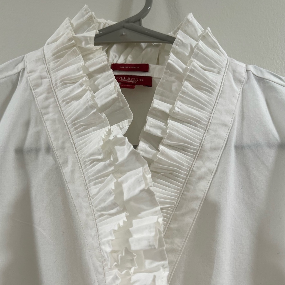 Talbots White Ruffled Blouse - Picture 4 of 8